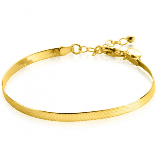 ZINZI Gold Plated Sterling Silver Flat Snake Chain Bracelet width 3,5mm ZIA2292G