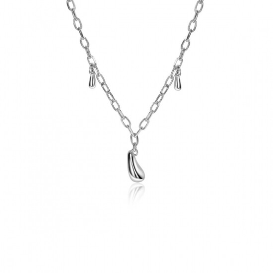 ZINZI zilveren schakel ketting met drie druppelvormige hangers 42-45cm ZIC-BF109