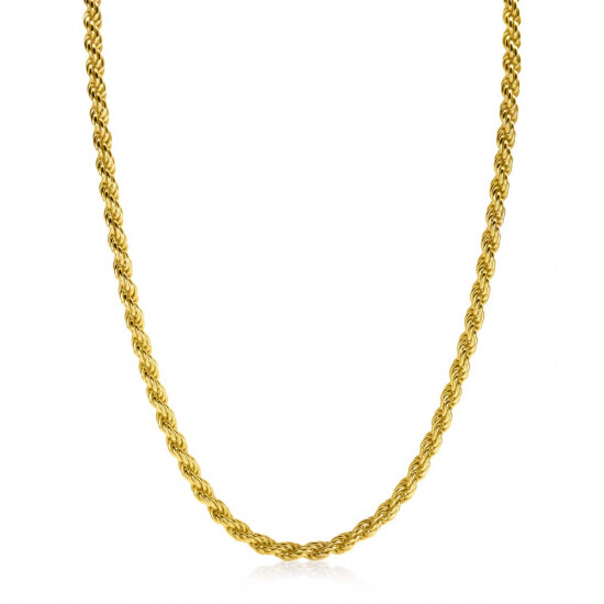 ZINZI Gold Plated Sterling Silver Rope Chain Necklace 60cm 4mm width ZIC2343G60