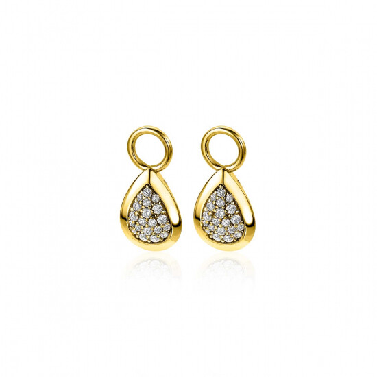 ZINZI Gold Plated Sterling Silver Earrings Pendants Drop White ZICH1768G (excl. hoop earrings)