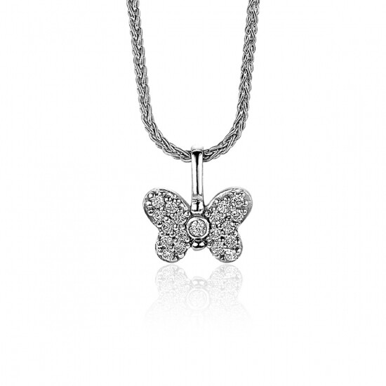 ZINZI zilveren hanger vlinder 11mm, vol bezet met witte zirconia's ZIH-BF48
