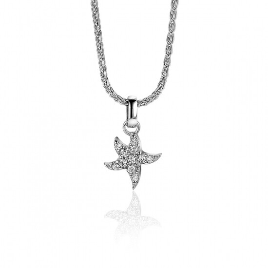 ZINZI zilveren hanger zeester 10mm, bezet met witte zirconia's ZIH-BF49
