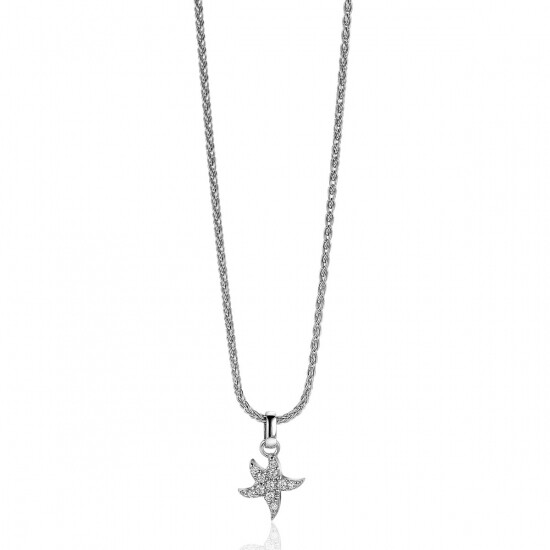 10mm ZINZI Sterling Silver Pendant Star Fish White Zirconias ZIH-BF49 (excl. necklace)