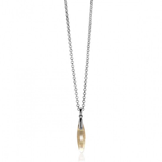 ZINZI zilveren pegelhanger 35mm met champagne Swarovski-crystal ZIH1012C 
