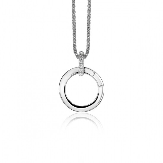 17mm ZINZI Sterling Silver Round Pendant White ZIH2060
