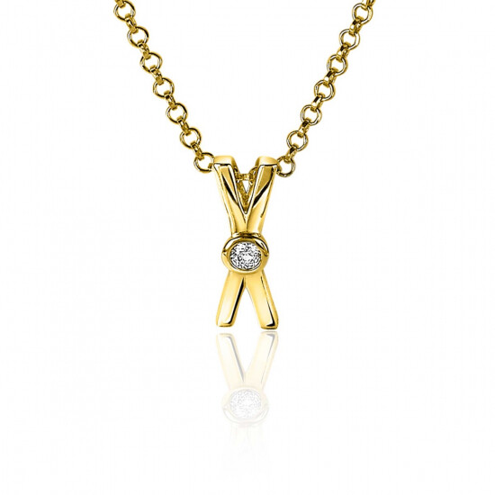 ZINZI zilveren hanger extra 14K geel verguld X-vorm witte zirconia ZIH2194Y (zonder collier)