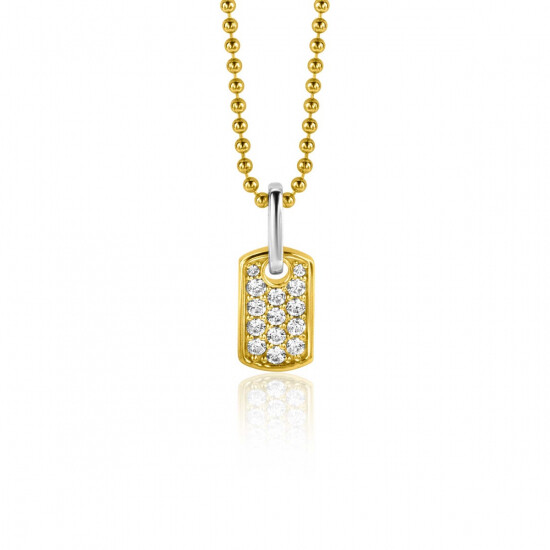 ZINZI gold plated zilveren vierkant plaatje als hanger 15mm vol bezet met witte zirconia's ZIH2299 (zonder collier)