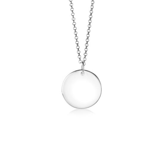 20mm ZINZI zilveren hanger glad rond plaatje voor gravure ZIH2345-20 (zonder collier)
