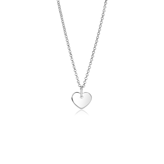 ZINZI zilveren hanger glad hart 12mm voor gravure ZIH2346-12 (zonder collier)