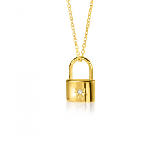 ZINZI gold plated zilveren slot-hanger 15mm met zon-motief en witte zirconia ZIH2356 (zonder collier)