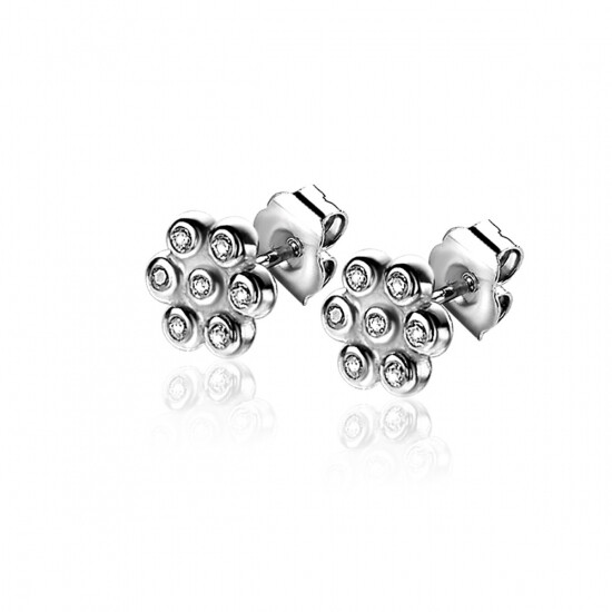ZINZI zlv. oorstekers bloem zirconia's