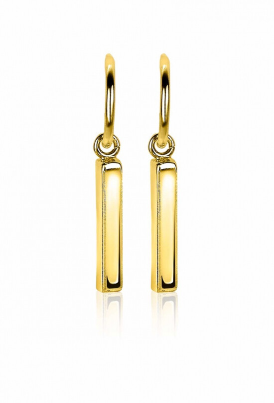 ZINZI zilveren oorstekers in 14K geel verguld met staafje 26mm ZIO2099G