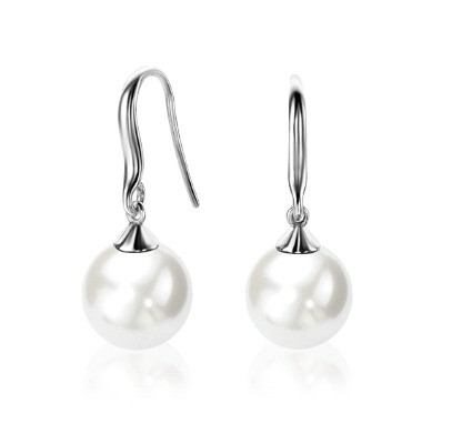 Zinzi zilveren oorhangers parel wit ZIO266