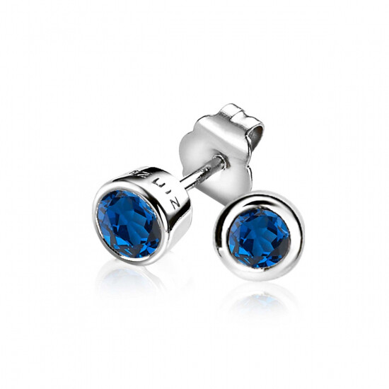 ZINZI Sterling Silver Stud Earrings Round Dark Blue ZIO322DB