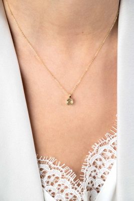 ZINZI 14K Gold Necklace Square Pendant Light Green Amethyst 12mm 45cm ZGC376