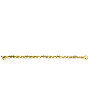 ZINZI vergoldetes Silberarmband mit quadratischen Gliedern, 6 mm breit, abwechselnd mit weißen Zirkonias besetzt, 19 cm ZIA2678Y