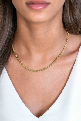 ZINZI zlv. collier geel verguld koord 4mm 45cm