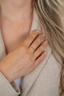 ZINZI goldplated zilveren aanschuifring met fantasie schakels ZIR2802