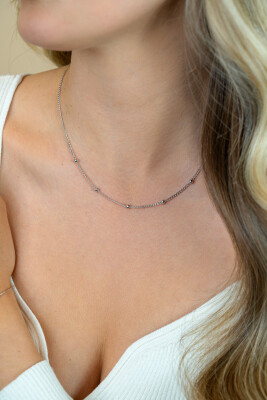 ZINZI zilveren gourmet ketting met vijf bolletjes 42–45cm ZIC2714