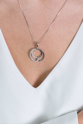 ZINZI silberner Anhänger 25mm mit clip-Verschluss, symbolisiert Verbundenheit,  weiße Zirkonias ZIH2119