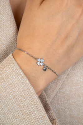 ZINZI zlv. armband met klaver zirc. en hartje