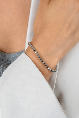 ZINZI silver bracelet with beaded links 4mm wide 18-20cm ZIA2659