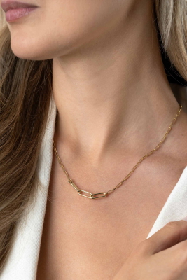 ZINZI zlv. collier gg.verg. paperclip schakels