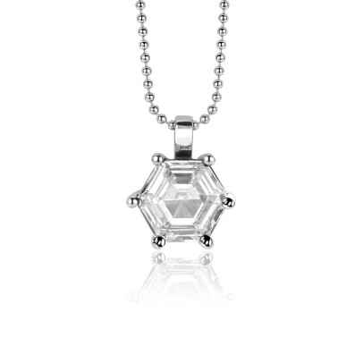 ZINZI zilveren hanger met zeshoekige witte zirconia 15mm ZIH2259 (zonder collier)