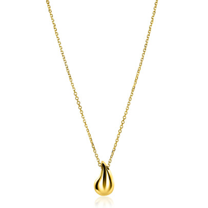 ZINZI vergoldete Silber Jasseron-Kette 42-45 cm mit organisch geformtem Anhänger, 18 mm ZIC2636G