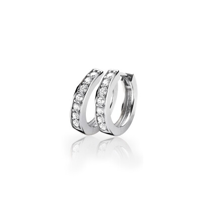 Zinzi zilveren oorringen 15 x 3mm witte zirconia's met luxe klapsluiting ZIO191Z