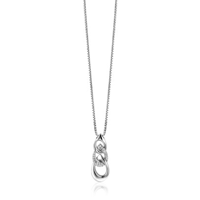 45cm Mart Visser by ZINZI zilveren venetiaanse ketting inclusief hanger met drie open peervormige schakels 30mm, bezet met witte zirconia's MVC24