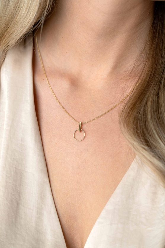 ZINZI Gold 14 krt gouden hanger 18mm met open ronde vorm en trendy