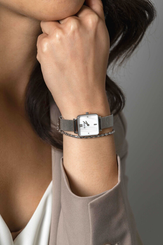 ZINZI Square Mini Watch White Mother-of-Pearl Dial and Square