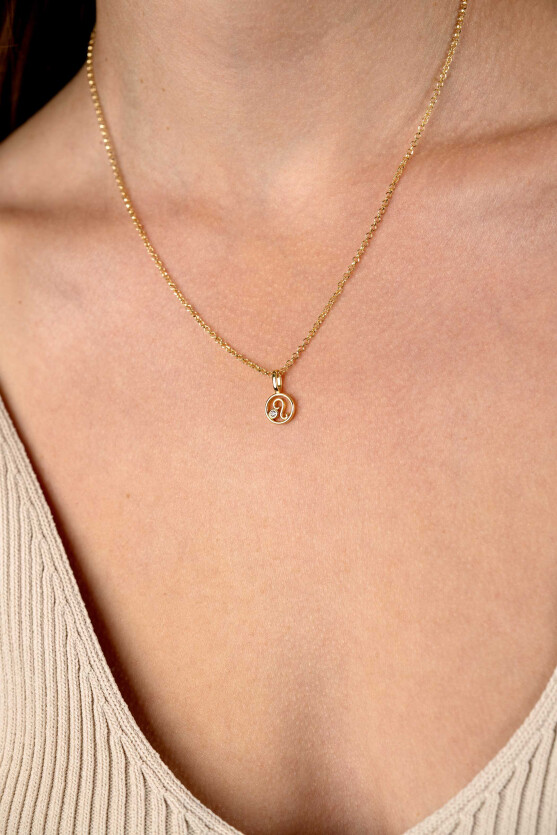 9mm ZINZI gold plated silver Leo zodiac sign pendant set with