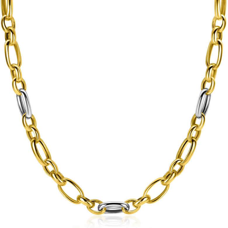 ZINZI bicolor chain necklace (7mm wide) with alternating gold