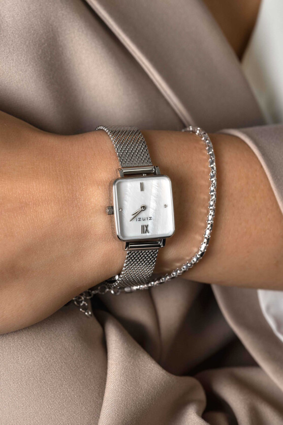 ZINZI Square Mini Watch White Mother-of-Pearl Dial and Square