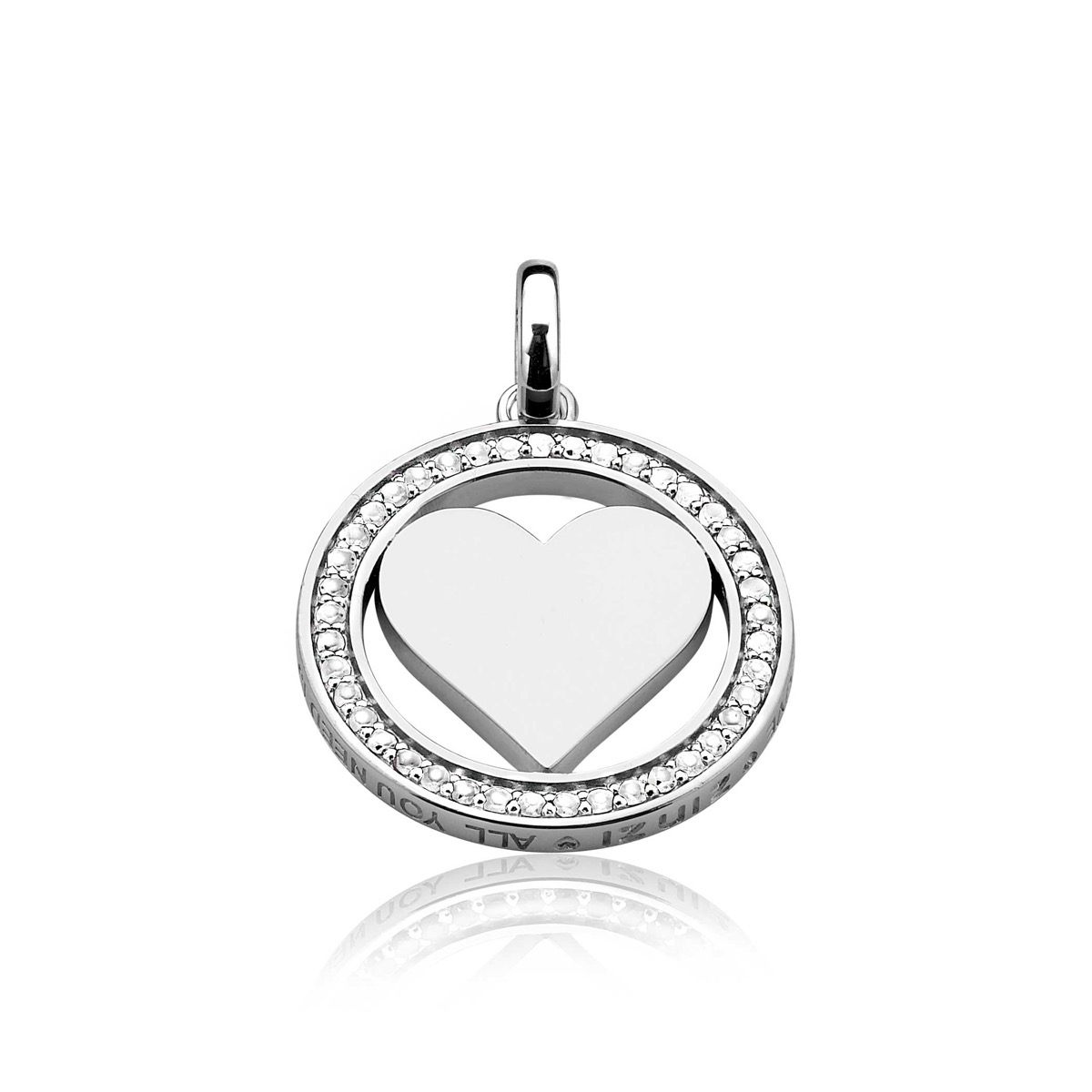 ZINZI zilveren hart hanger 25mm wit LOVEH01 
