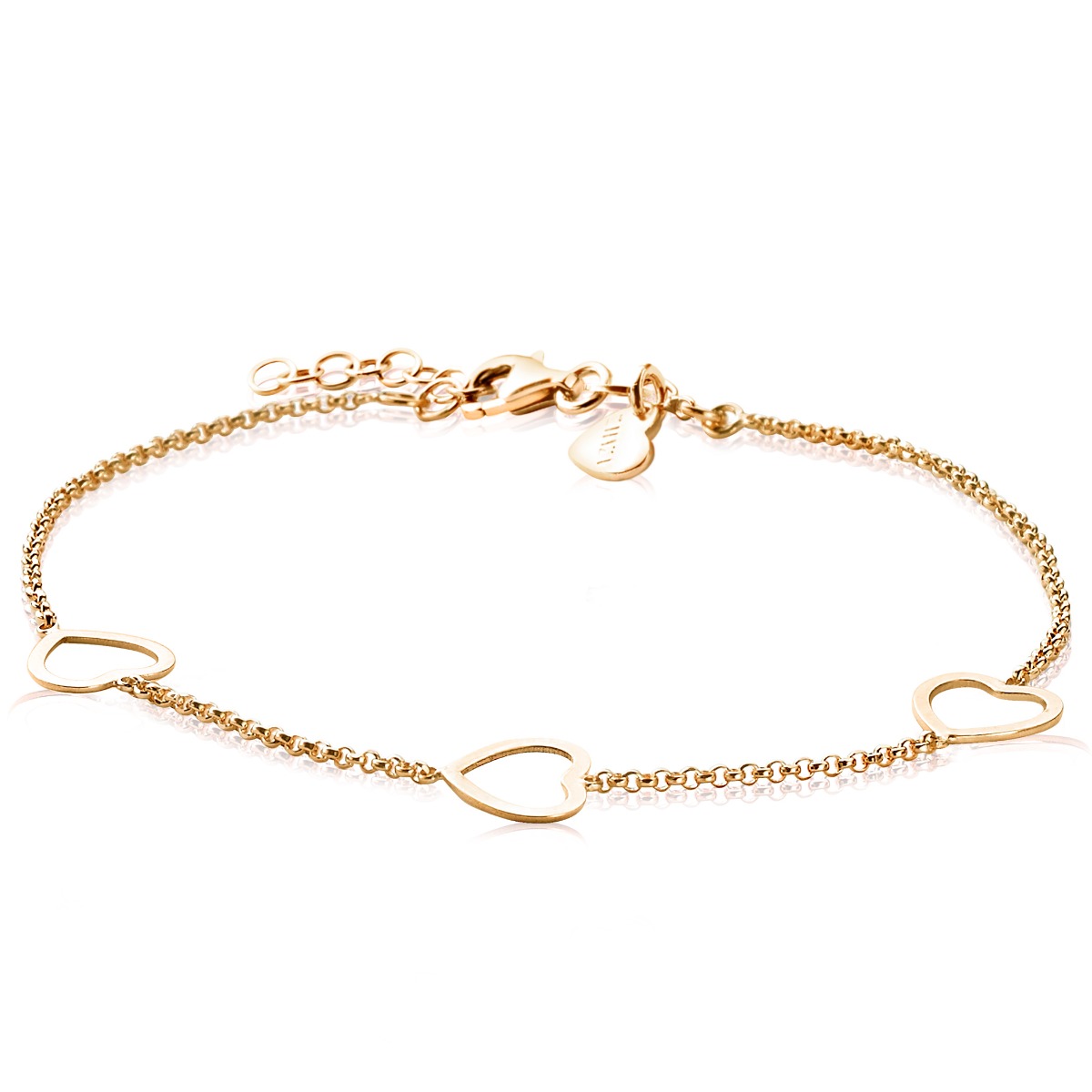 ZINZI zilveren armband geel verguld hart 17-20cm ZIA1188G