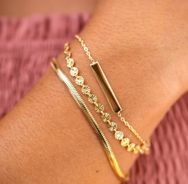 ZINZI Gold Plated Sterling Silver Bracelet with Shiny Plate for Engraving 17-20cm ZIA2344G