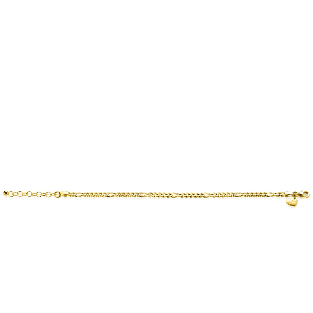 ZINZI Gold Plated Sterling Silver Figaro Chain Bracelet width 3,5mm ZIA2291G