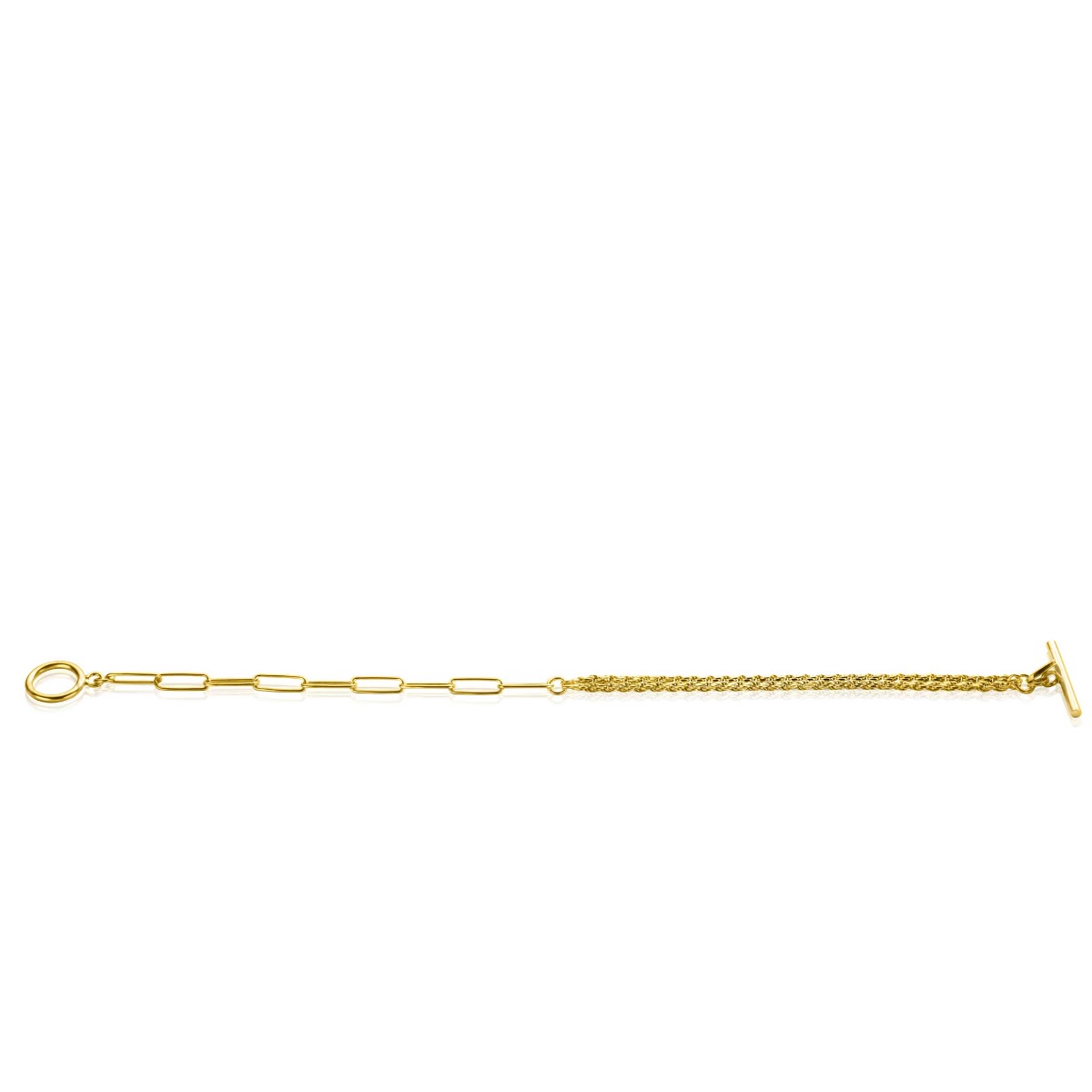 ZINZI gold plated zilveren multi-look armband met twee trendy schakels en kapittel-sluiting ZIA2380