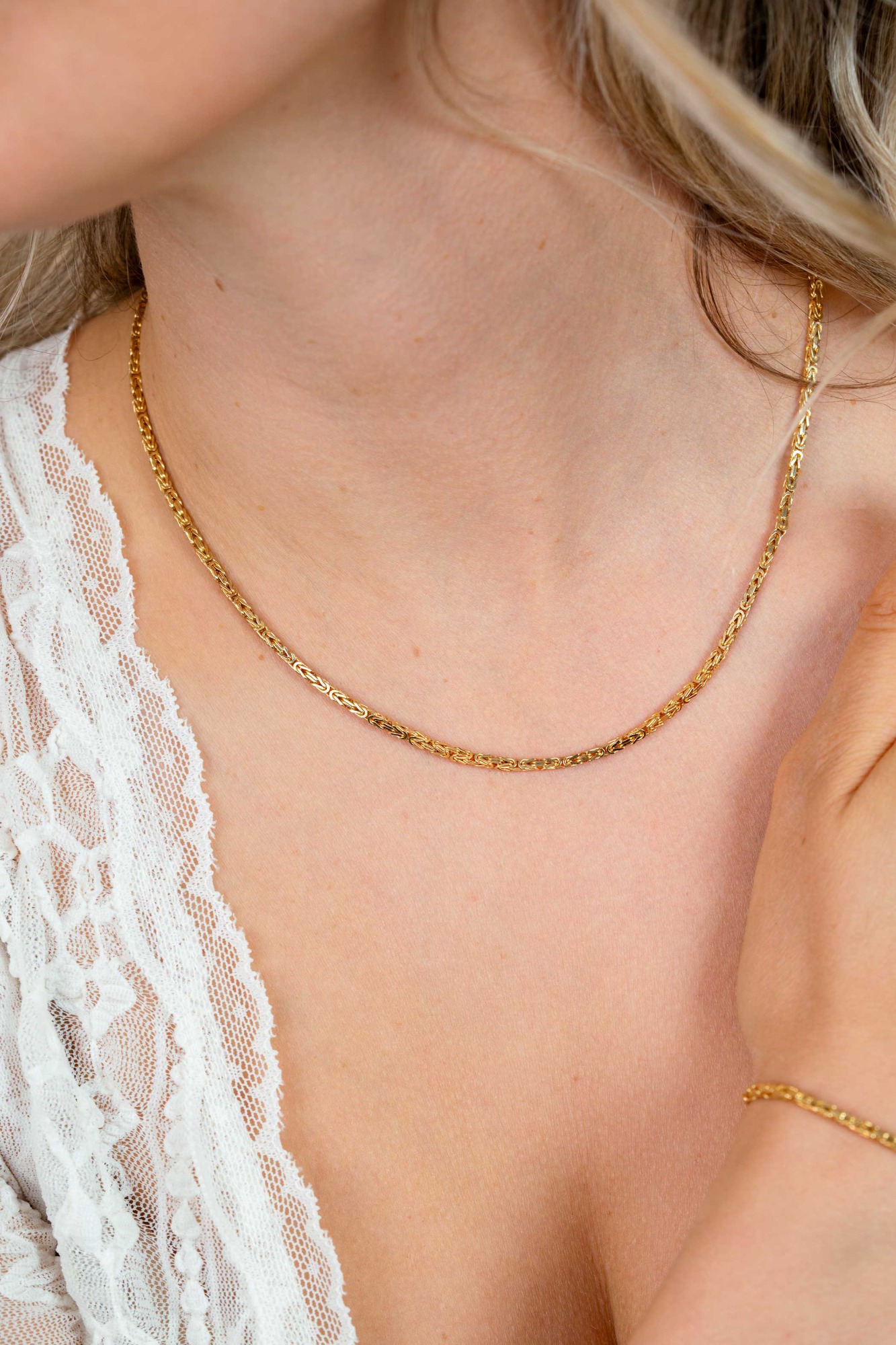 ZINZI gold plated zilveren massieve koningsschakel ketting (2mm breed) 42-45cm ZIC2846G