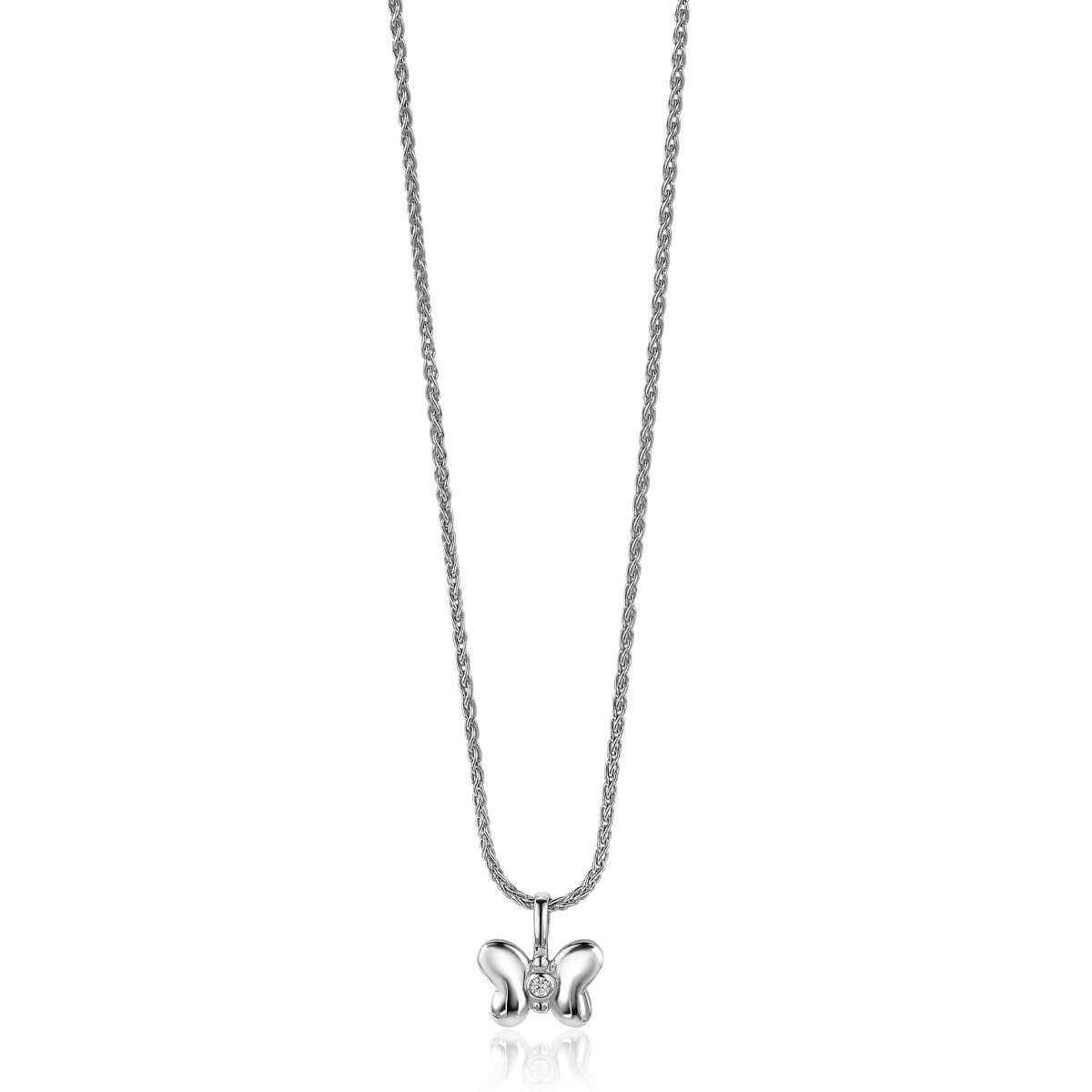 ZINZI zilveren hanger vlinder 11mm, bezet met een witte zirconia ZIH-BF47
