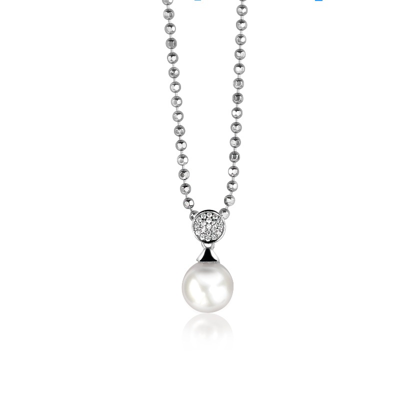 Zinzi zilveren parelhanger wit ZIH1151 (zonder collier)