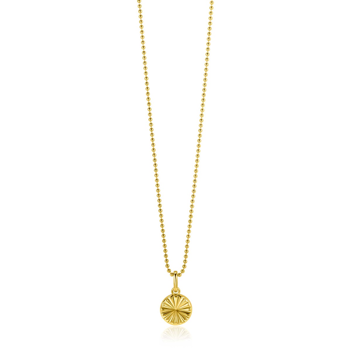 ZINZI gold plated zilveren hanger zonnestralen rond 10mm ZIH2296S (zonder collier)