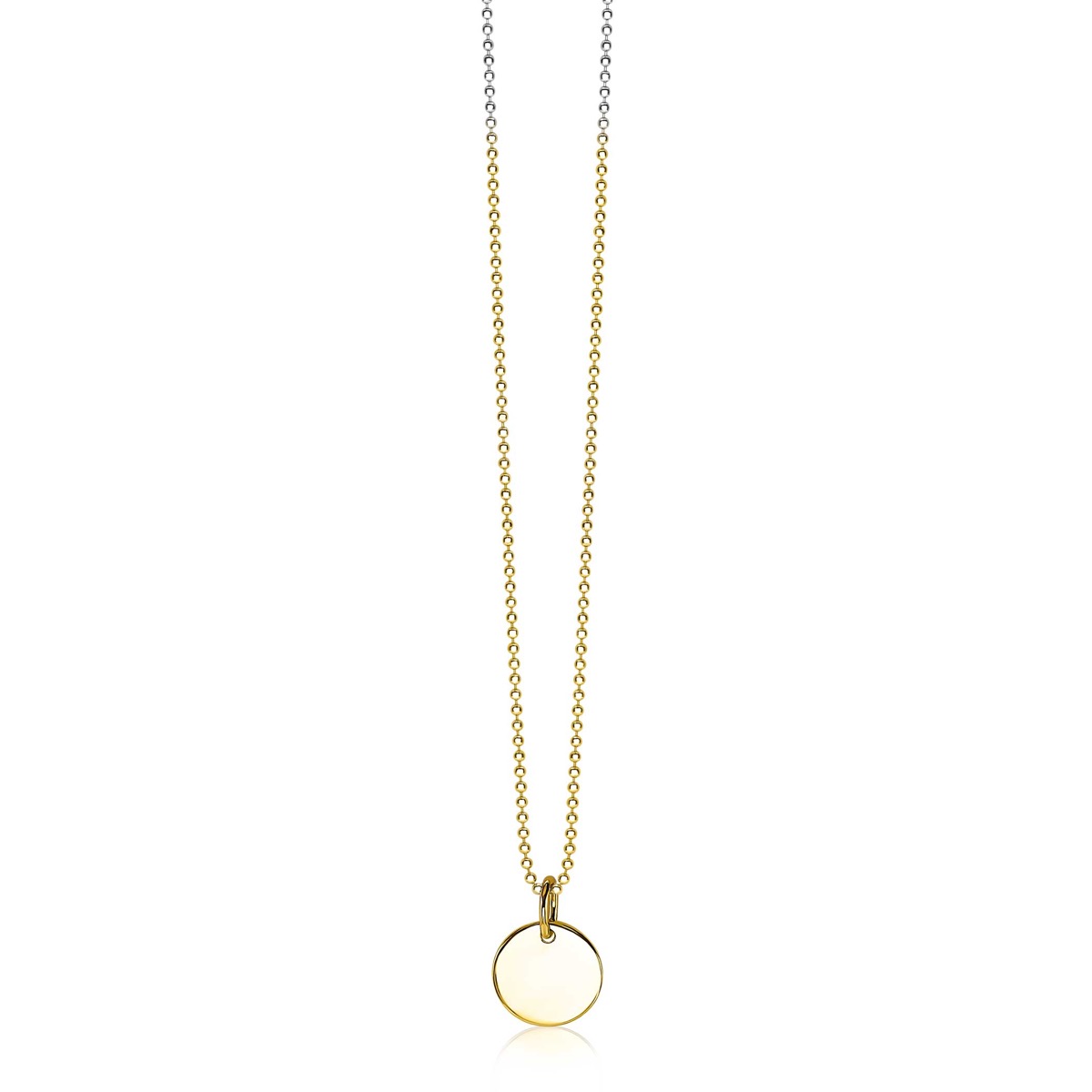 12mm ZINZI gold plated zilveren hanger glad rond plaatje voor gravure ZIH2345G12 (zonder collier)