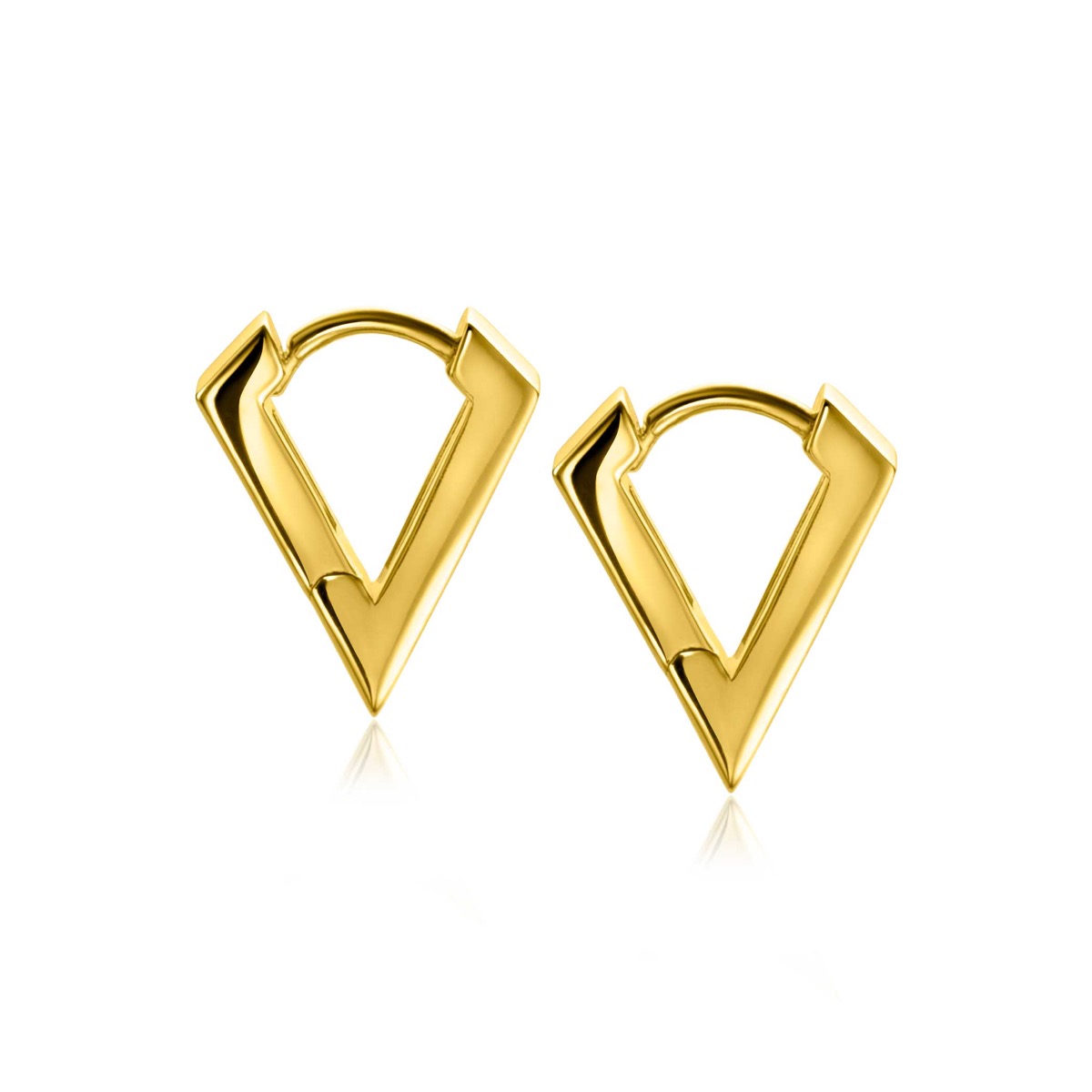 16mm ZINZI Gold Plated Sterling Silver Hoop Earrings Triangle Shape 16x3mm ZIO2318G